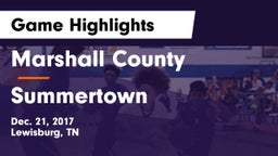Marshall County  vs Summertown  Game Highlights - Dec. 21, 2017