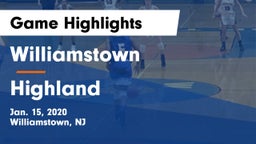 Williamstown  vs Highland  Game Highlights - Jan. 15, 2020