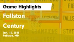Fallston  vs Century  Game Highlights - Jan. 16, 2018
