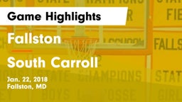 Fallston  vs South Carroll  Game Highlights - Jan. 22, 2018