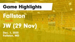 Fallston  vs JW (29 Nov) Game Highlights - Dec. 1, 2020