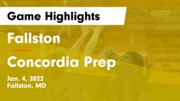 Fallston  vs Concordia Prep  Game Highlights - Jan. 4, 2022