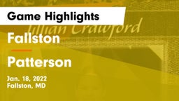 Fallston  vs Patterson  Game Highlights - Jan. 18, 2022