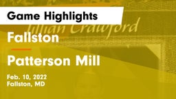 Fallston  vs Patterson Mill  Game Highlights - Feb. 10, 2022
