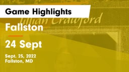 Fallston  vs 24 Sept  Game Highlights - Sept. 25, 2022