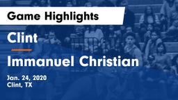Clint  vs Immanuel Christian  Game Highlights - Jan. 24, 2020