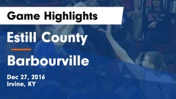 Estill County  vs Barbourville  Game Highlights - Dec 27, 2016