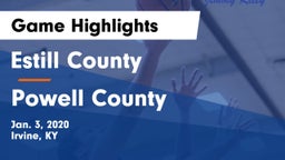Estill County  vs Powell County  Game Highlights - Jan. 3, 2020