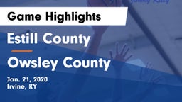 Estill County  vs Owsley County  Game Highlights - Jan. 21, 2020