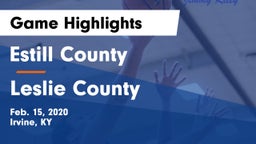 Estill County  vs Leslie County  Game Highlights - Feb. 15, 2020