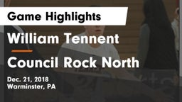 William Tennent  vs Council Rock North  Game Highlights - Dec. 21, 2018