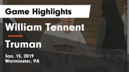 William Tennent  vs Truman  Game Highlights - Jan. 15, 2019