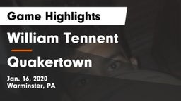 William Tennent  vs Quakertown  Game Highlights - Jan. 16, 2020