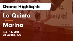 La Quinta  vs Marina Game Highlights - Feb. 14, 2018