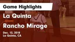 La Quinta  vs Rancho Mirage  Game Highlights - Dec. 12, 2018