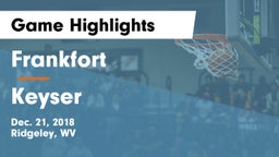Frankfort  vs Keyser  Game Highlights - Dec. 21, 2018
