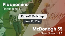 Matchup: Plaquemine High vs. McDonogh 35  2016
