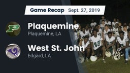 Recap: Plaquemine  vs. West St. John  2019