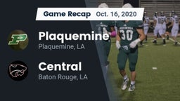 Recap: Plaquemine  vs. Central  2020