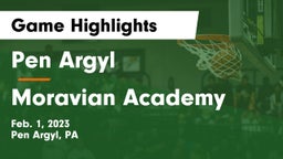 Pen Argyl  vs Moravian Academy  Game Highlights - Feb. 1, 2023