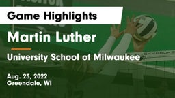 Martin Luther  vs University School of Milwaukee Game Highlights - Aug. 23, 2022