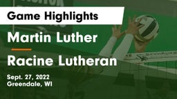 Martin Luther  vs Racine Lutheran Game Highlights - Sept. 27, 2022