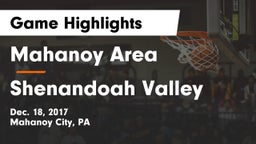Mahanoy Area  vs Shenandoah Valley  Game Highlights - Dec. 18, 2017
