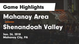 Mahanoy Area  vs Shenandoah Valley  Game Highlights - Jan. 26, 2018