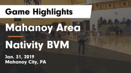 Mahanoy Area  vs Nativity BVM  Game Highlights - Jan. 31, 2019