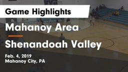 Mahanoy Area  vs Shenandoah Valley  Game Highlights - Feb. 4, 2019