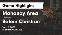 Mahanoy Area  vs Salem Christian Game Highlights - Jan. 2, 2020
