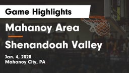 Mahanoy Area  vs Shenandoah Valley  Game Highlights - Jan. 4, 2020