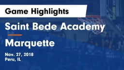 Saint Bede Academy vs Marquette  Game Highlights - Nov. 27, 2018