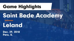 Saint Bede Academy vs Leland Game Highlights - Dec. 29, 2018