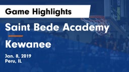 Saint Bede Academy vs Kewanee  Game Highlights - Jan. 8, 2019