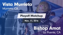 Matchup: Vista Murrieta High vs. Bishop Amat  2016