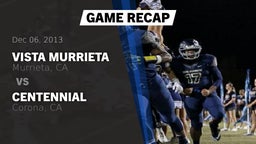 Recap: Vista Murrieta  vs. Centennial  2013