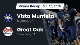 Recap: Vista Murrieta  vs. Great Oak  2019
