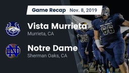 Recap: Vista Murrieta  vs. Notre Dame  2019