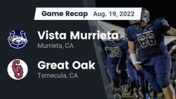 Recap: Vista Murrieta  vs. Great Oak  2022