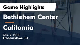 Bethlehem Center  vs California  Game Highlights - Jan. 9, 2018