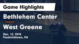 Bethlehem Center  vs West Greene  Game Highlights - Dec. 12, 2018