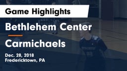 Bethlehem Center  vs Carmichaels  Game Highlights - Dec. 28, 2018