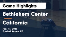 Bethlehem Center  vs California  Game Highlights - Jan. 16, 2019