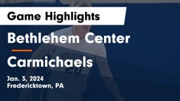 Bethlehem Center  vs Carmichaels  Game Highlights - Jan. 3, 2024