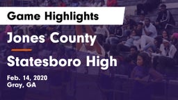 Jones County  vs Statesboro High Game Highlights - Feb. 14, 2020
