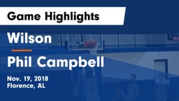 Wilson  vs Phil Campbell  Game Highlights - Nov. 19, 2018
