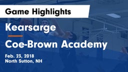 Kearsarge  vs Coe-Brown Academy Game Highlights - Feb. 23, 2018