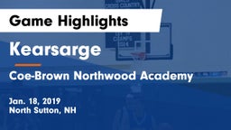 Kearsarge  vs Coe-Brown Northwood Academy Game Highlights - Jan. 18, 2019