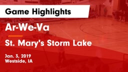 Ar-We-Va  vs St. Mary's Storm Lake Game Highlights - Jan. 3, 2019